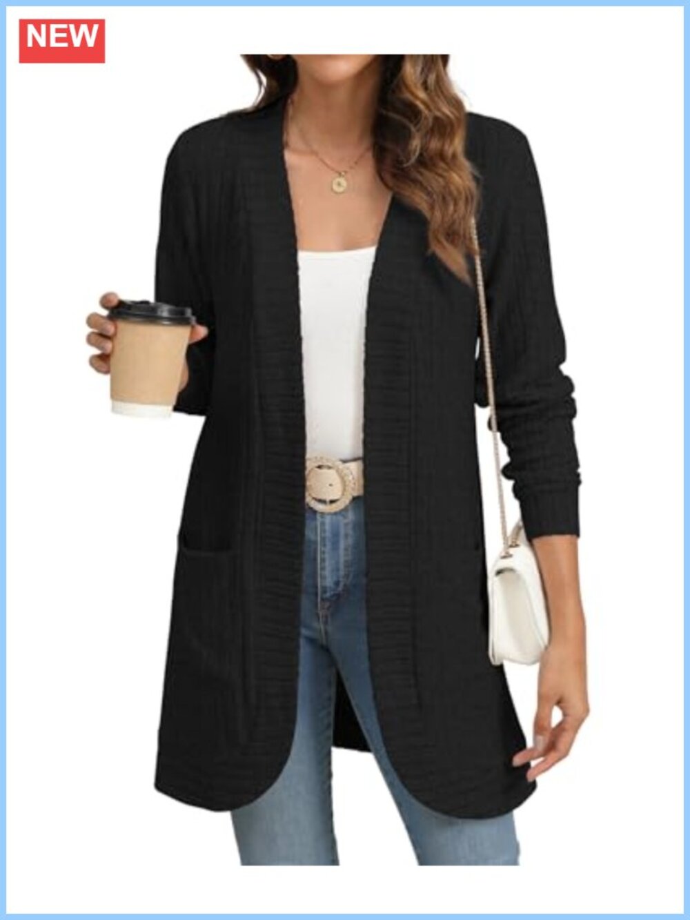 Women's Cardigan Sweater Long Sleeve Open Front with Pockets